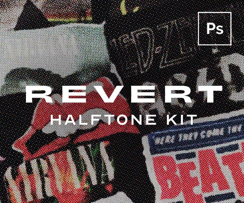 潮流复古半调照片处理特效PS动作套件 Revert Halftone Kit . 第1张