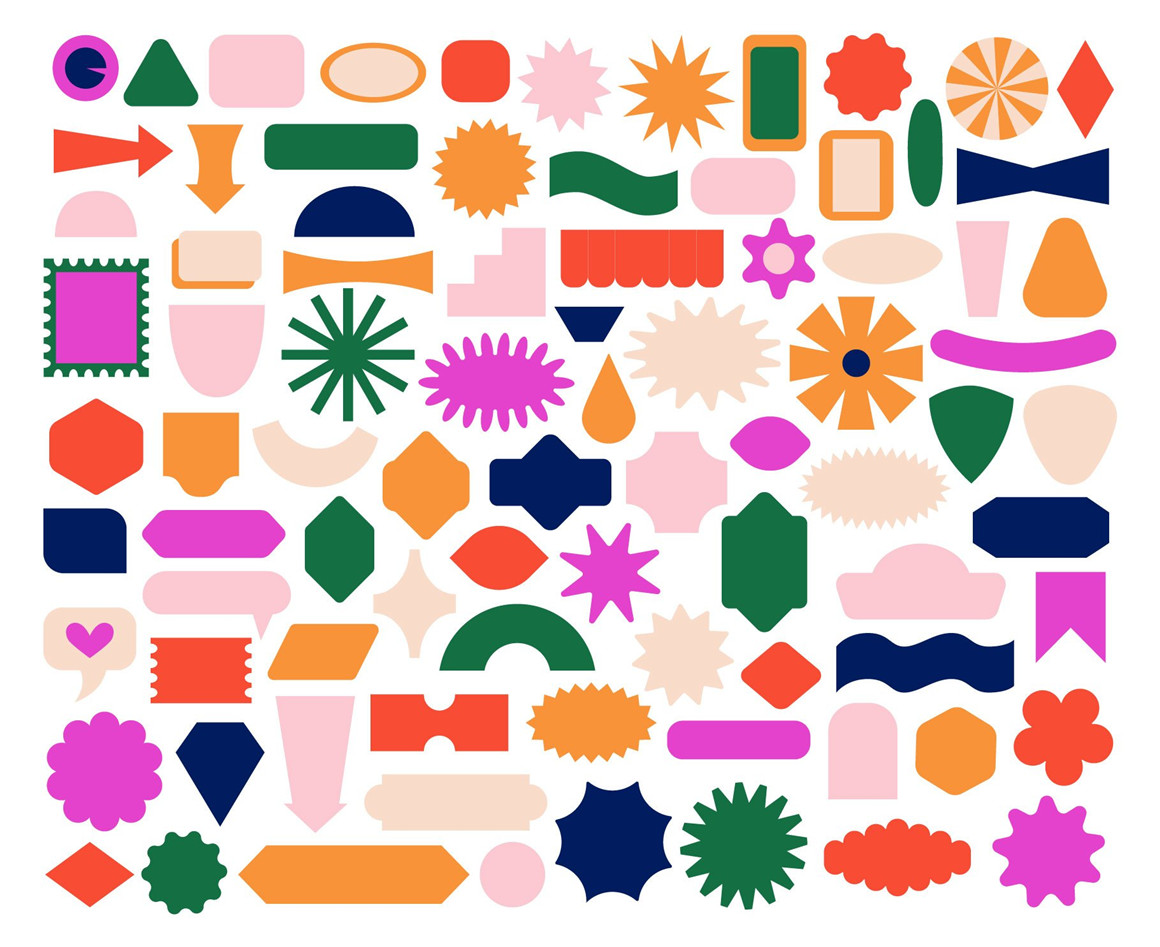 169个复古表情水果标签花卉广告海报横幅制作矢量贴纸元素包 Retro stickers, vector creator . 第7张