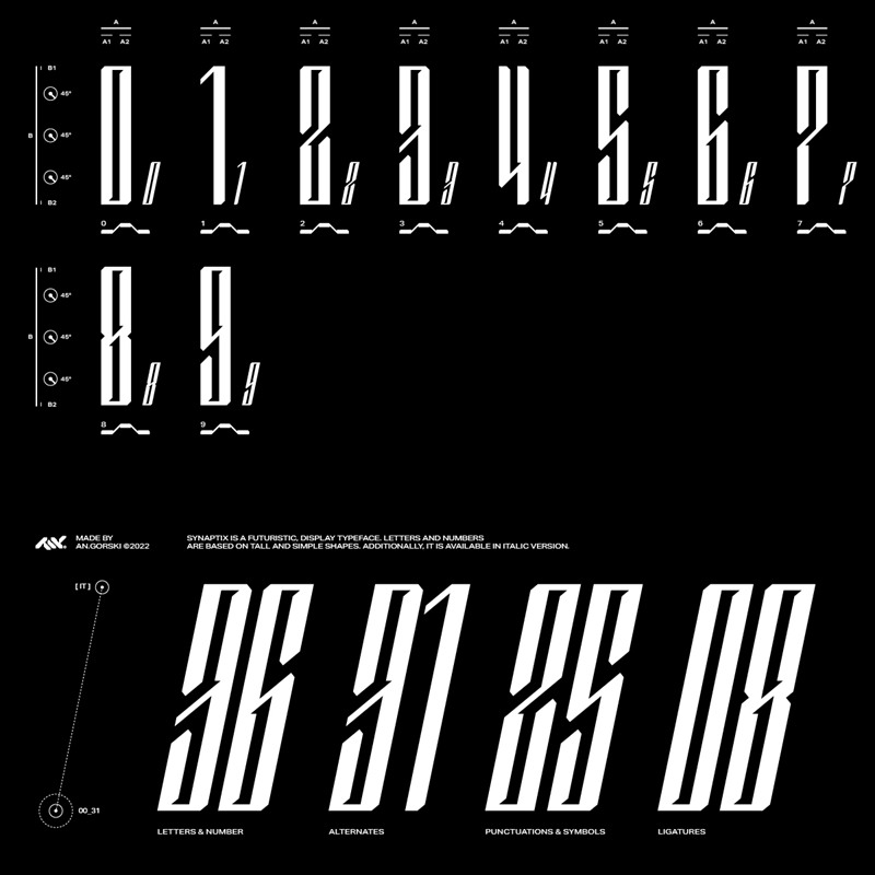 几何创意赛博朋克抽象艺术海报标题排版logo无衬线装饰英文字体 Synaptix 设计素材 第8张
