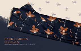 黑暗花园花卉手绘图案素材 Dark Garden Floral Patterns