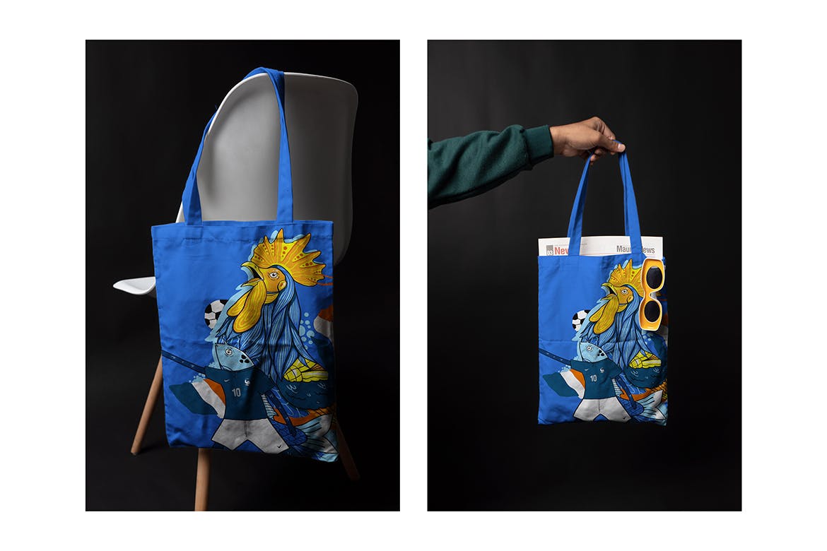 垂直逼真的购物手提袋设计样机 Vertical Realistic Tote Bag Mockup 样机素材 第4张
