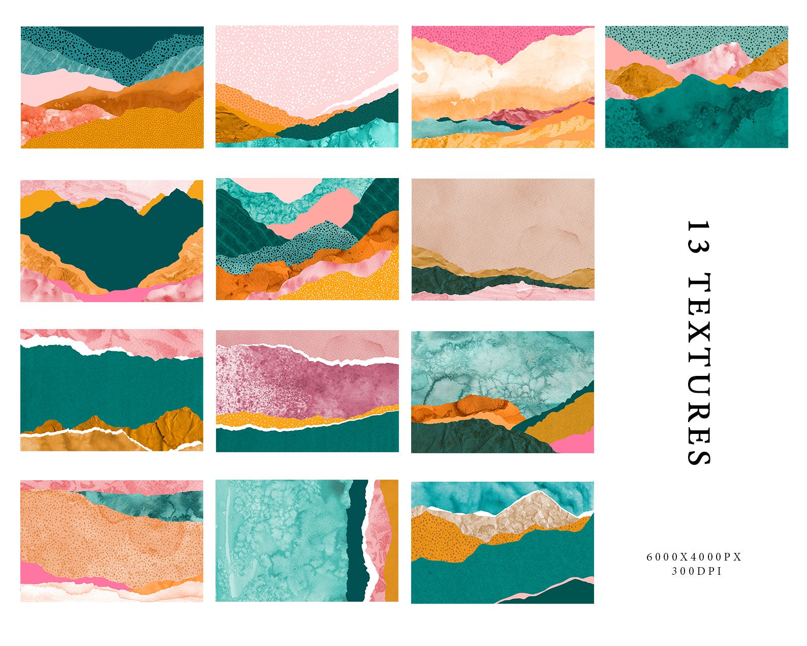 抽象风景拼贴纹理 Abstract Landscape Collage Textures 图片素材 第2张