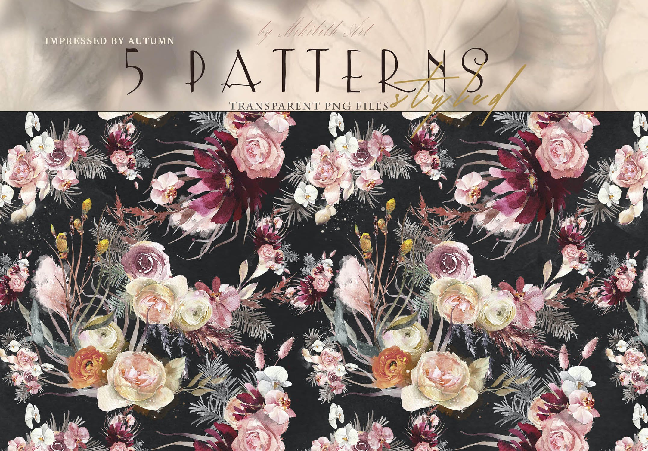 波西米亚风格花卉图案 Floral boho styled Patterns 图片素材 第4张