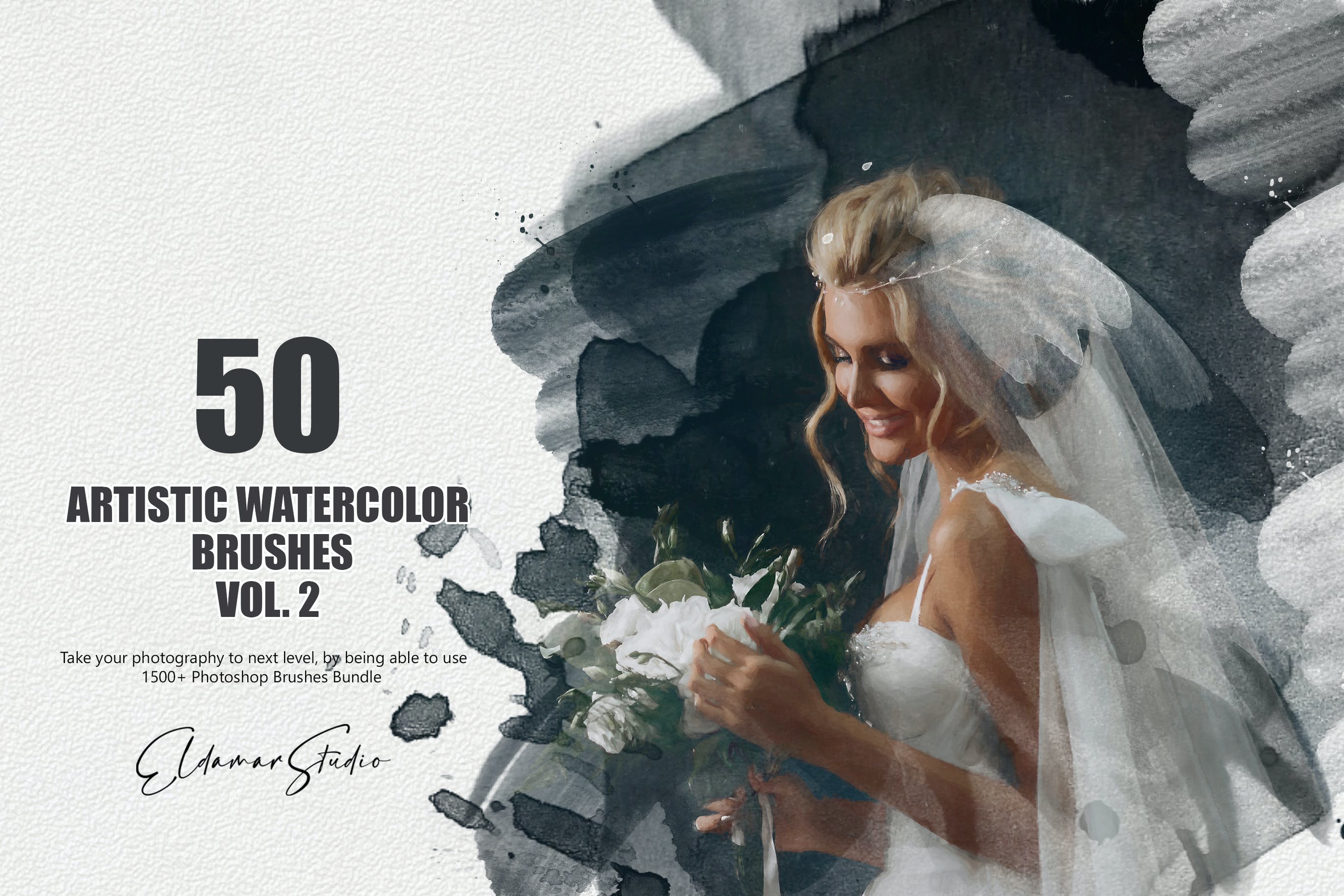 50个艺术水彩ps笔刷v2 50 Artistic Watercolor Brushes – Vol. 2 笔刷资源 第1张