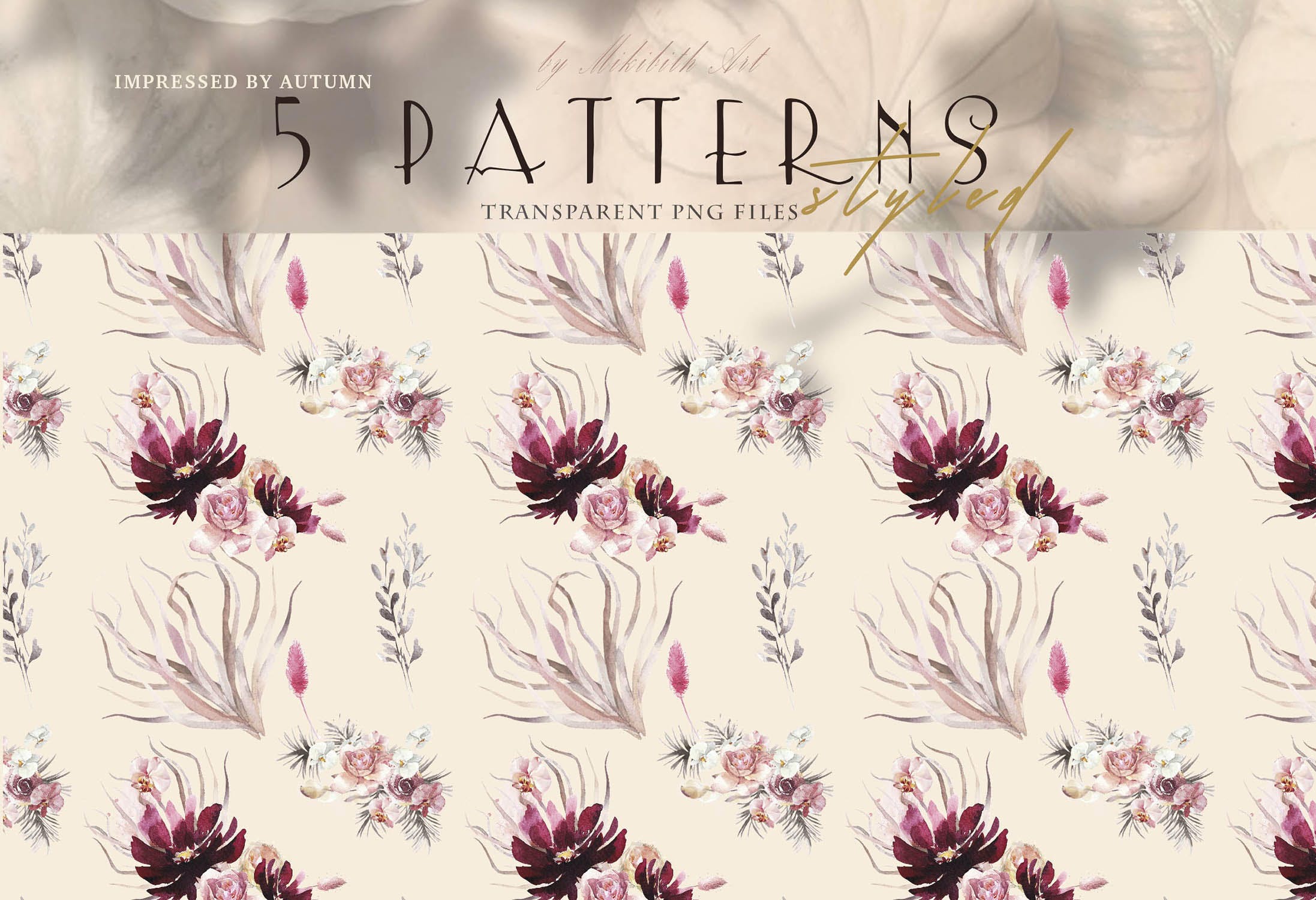波西米亚风格花卉图案 Floral boho styled Patterns 图片素材 第6张