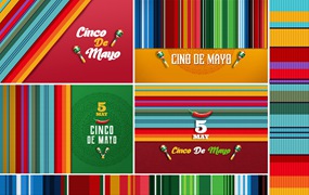 五月五日节多彩条纹背景 Cinco de Mayo Backgrounds