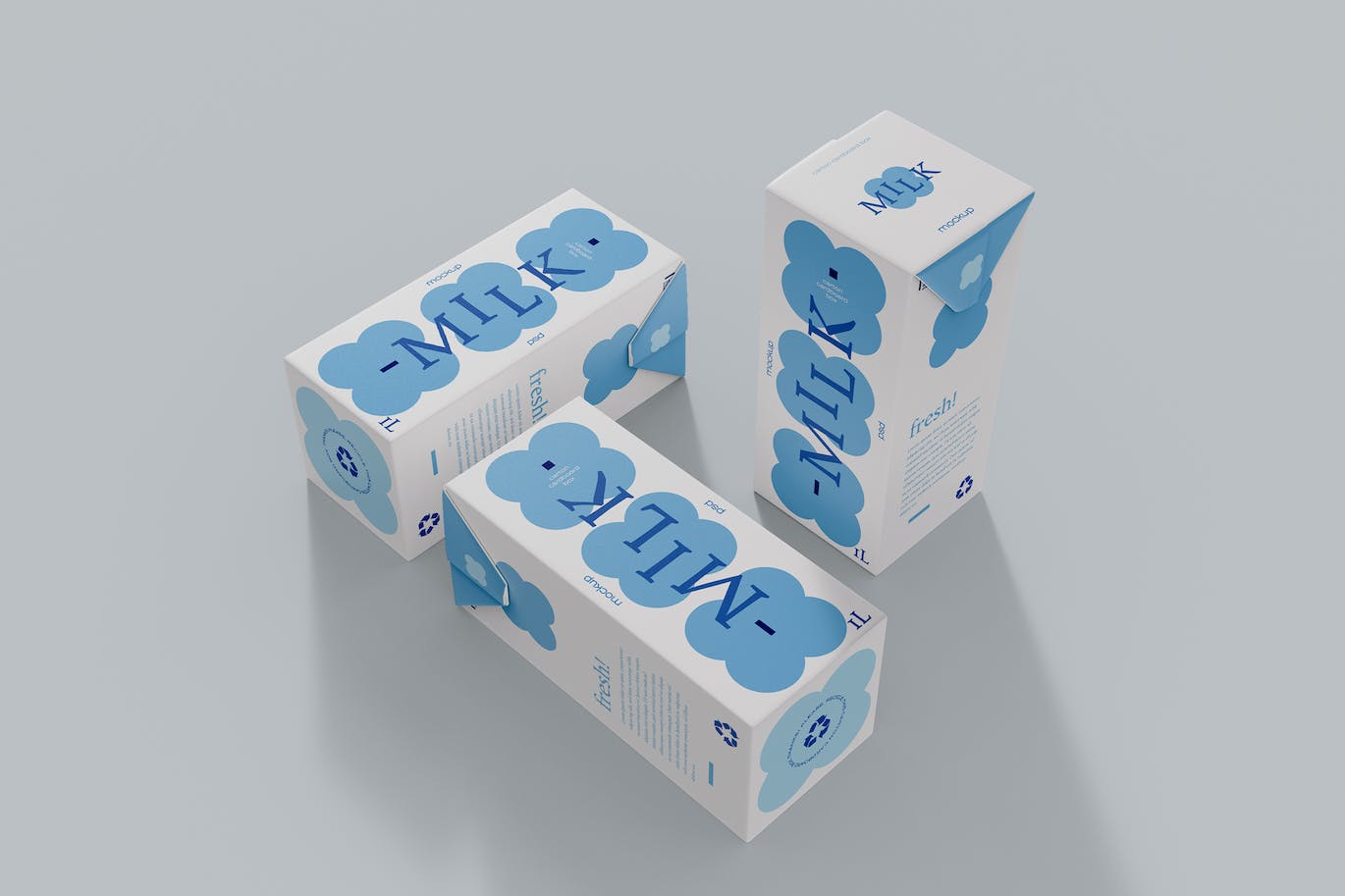 牛奶盒包装设计样机图psd模板 Milk Carton Boxes Mockup 样机素材 第1张