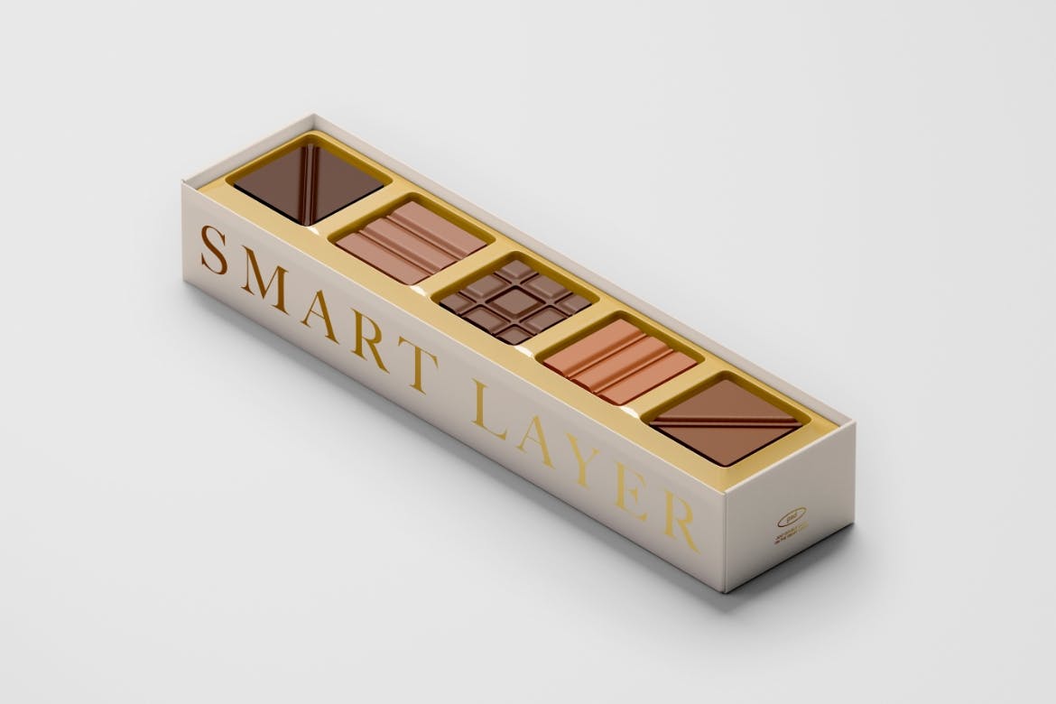长矩形巧克力礼品盒子样机图psd模板 Chocolate Box Mockup 样机素材 第2张