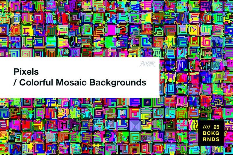 多彩像素马赛克背景素材 Pixels | Colorful Mosaic Backgrounds 图片素材 第5张