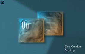 避孕安全套包装设计样机图psd模板 Duo Condom Mockup