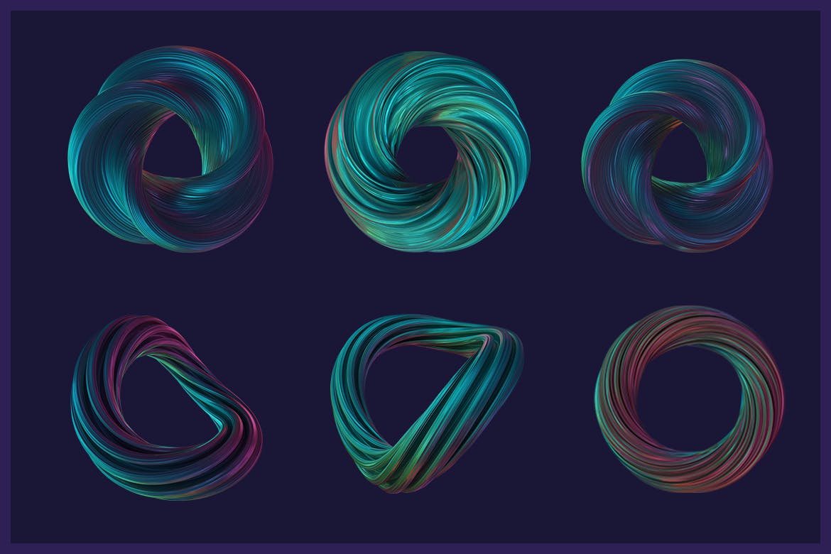 扭曲形状抽象3D渲染多彩背景 Abstract 3D Rendering of Twisted Shapes – Colorful 图片素材 第8张