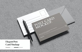 优雅的明信片设计样机模板 Elegant Post Card Mockup