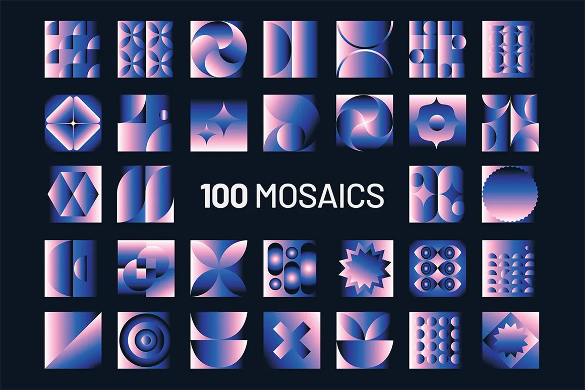 200个时尚抽象艺术马赛克渐变几何图形印花图案AI设计素材源文件 Gradient Geometric Mosaics by Design Essense . 第8张