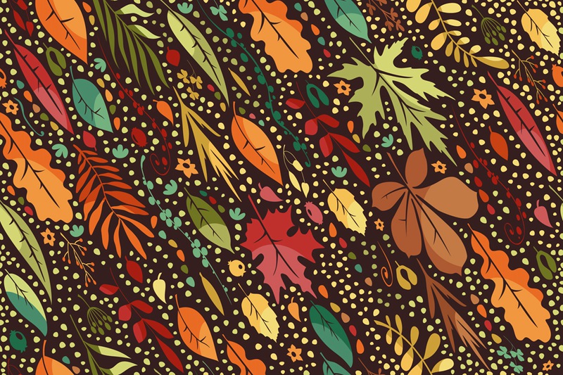 落叶无缝图案矢量背景素材 Leaf Fall Pattern 图片素材 第1张