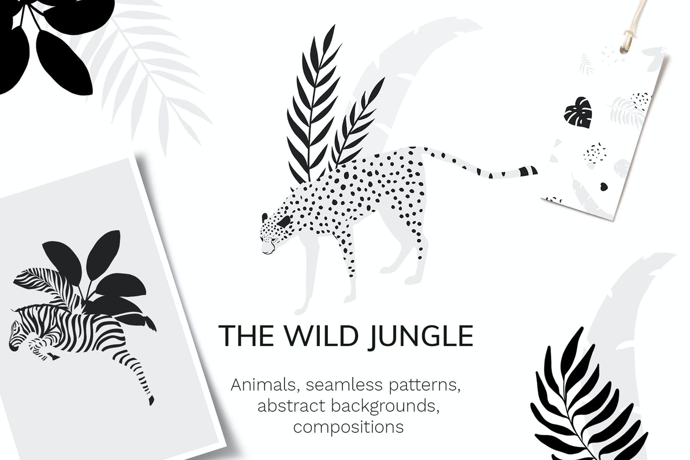 热带图案和动物剪贴画 Tropical patterns & animals clipart 图片素材 第1张