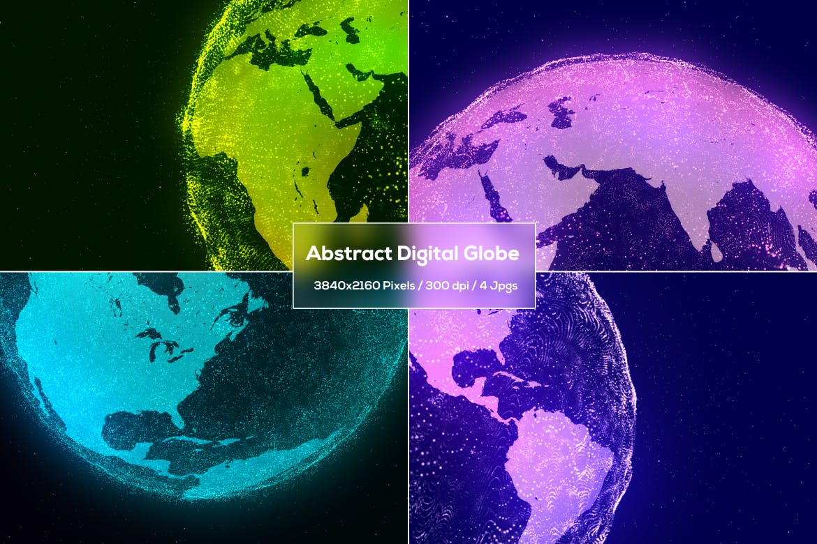 多彩抽象数字地球背景 Abstract Digital Globe 图片素材 第1张