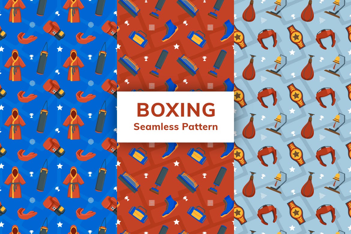 拳击装备无缝图案 Boxing Seamless Pattern 图片素材 第1张