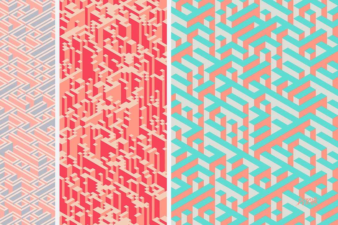 彩色等距矢量迷宫背景 Isometric | Vector Backgrounds 图片素材 第2张