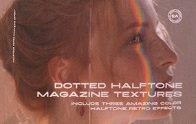 复古怀旧半调摩尔纹老照片图片做旧肌理底纹ps特效纹理模板 Dotted Halftone Magazine Textures