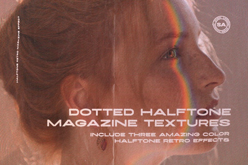 复古怀旧半调摩尔纹老照片图片做旧肌理底纹ps特效纹理模板 Dotted Halftone Magazine Textures . 第1张