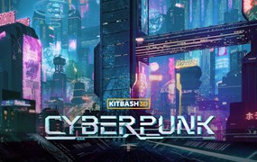 Kitbash3d 彩虹全息赛博朋克工业风未来主义科幻城市金属3D模型包 Cyberpunk 2022