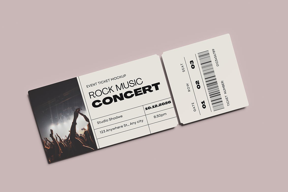 演唱会活动门票设计样机模板 Event Ticket Mockup 样机素材 第2张