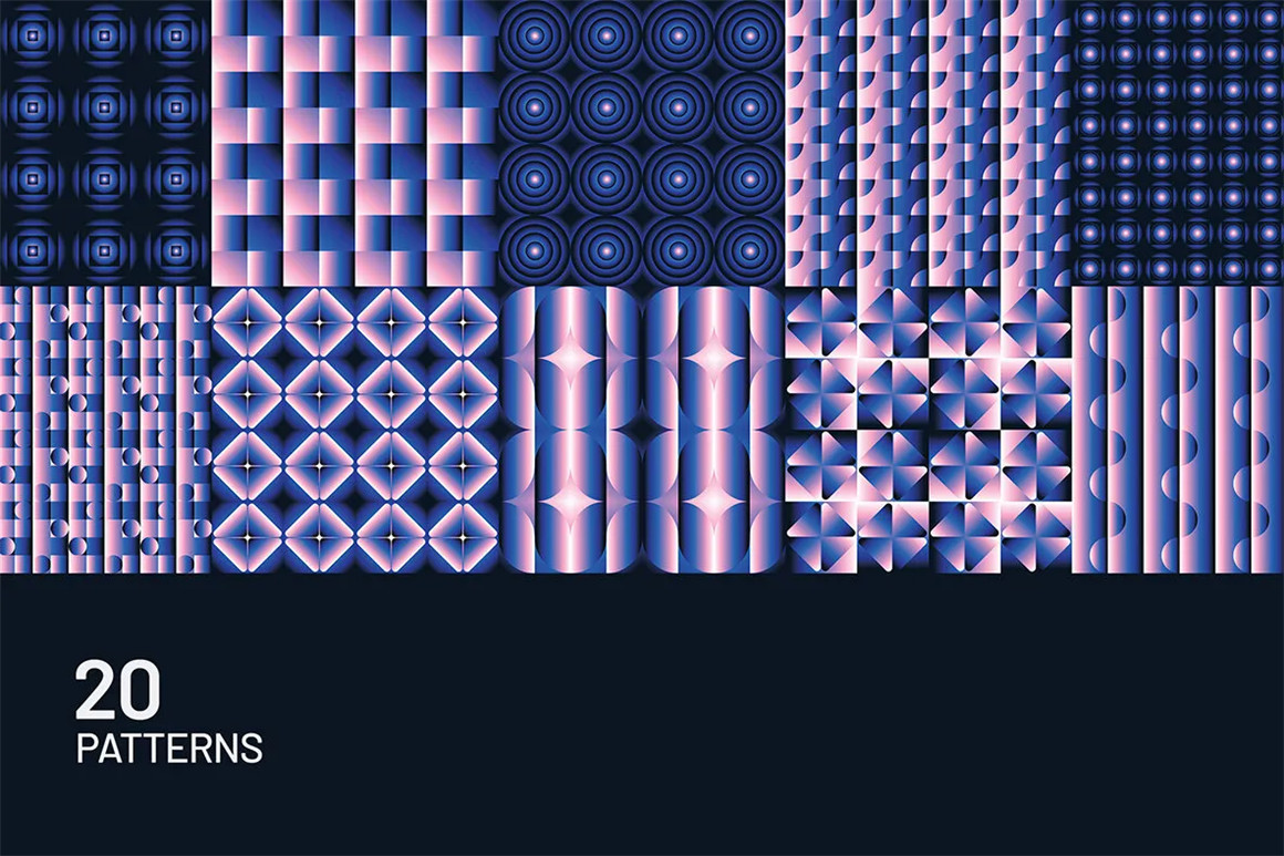 200个时尚抽象艺术马赛克渐变几何图形印花图案AI设计素材源文件 Gradient Geometric Mosaics by Design Essense . 第9张
