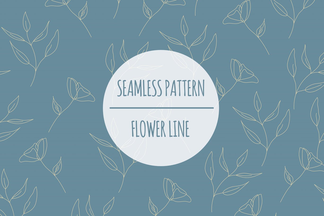 花卉线条无缝图案矢量素材 Flower Line – Seamless Pattern 图片素材 第1张