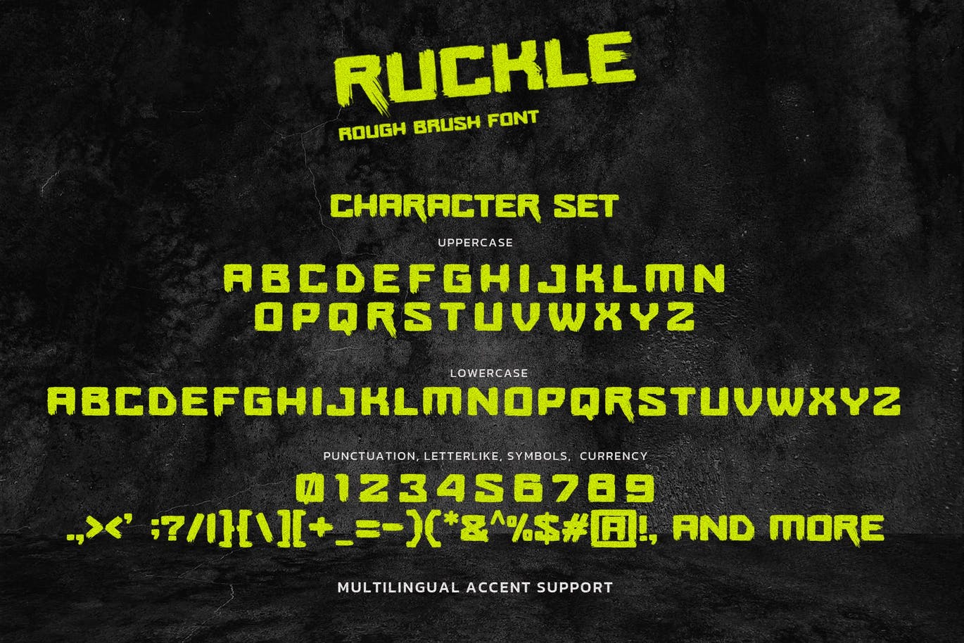 质感自然的粗体笔刷字体素材 RUCKLE – Rough Brush Font 设计素材 第4张