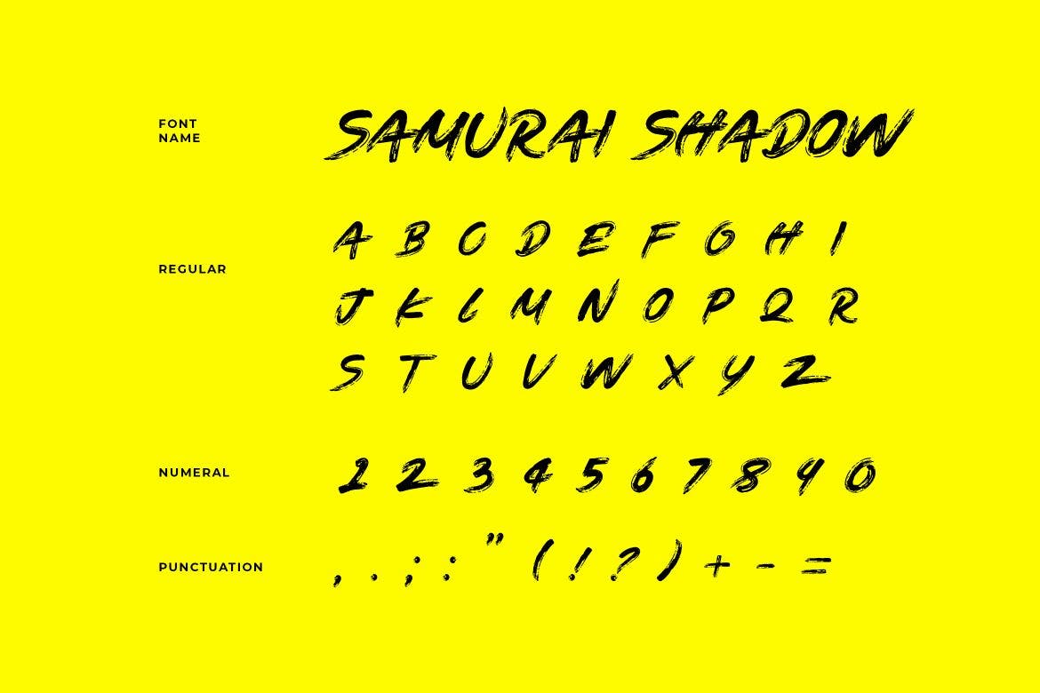 日式“武士”风阴影笔刷手写字体 Samurai Shadow Brush Handwritten Font 设计素材 第2张