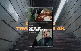 Blindusk 40多个新潮视觉撕纸胶带纸电影烧录燃烧4K转场过渡包 PAPER RIP TRANSITIONS