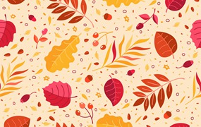 秋天叶子无缝图案矢量背景素材 Autumn Pattern