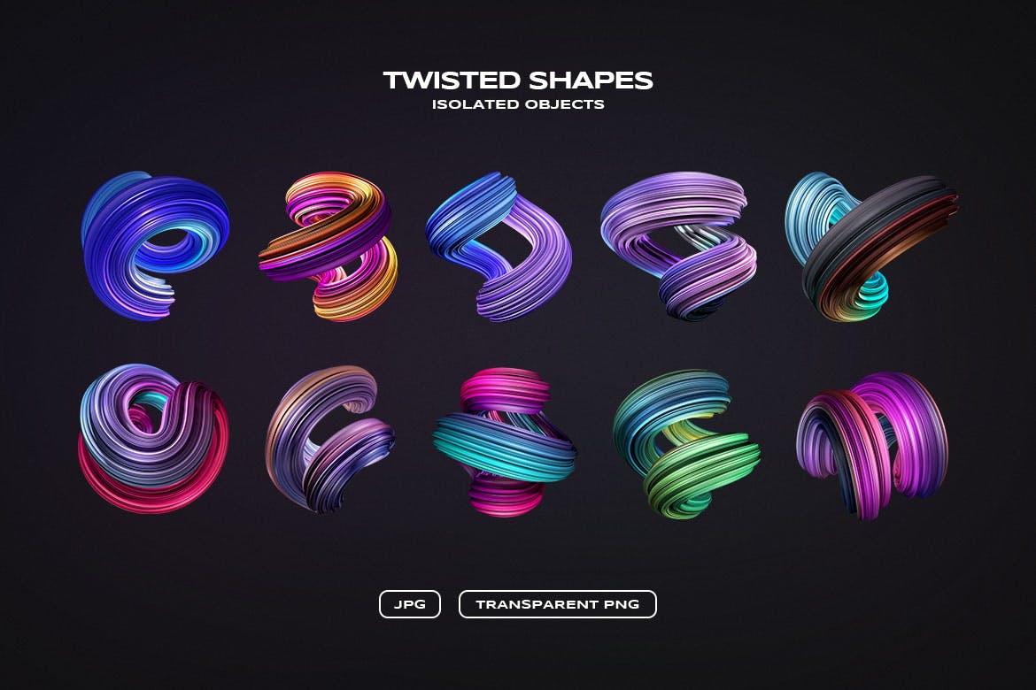 3D扭曲装饰形状背景 3D Twisted Decorative Shapes Backgrounds 图片素材 第2张