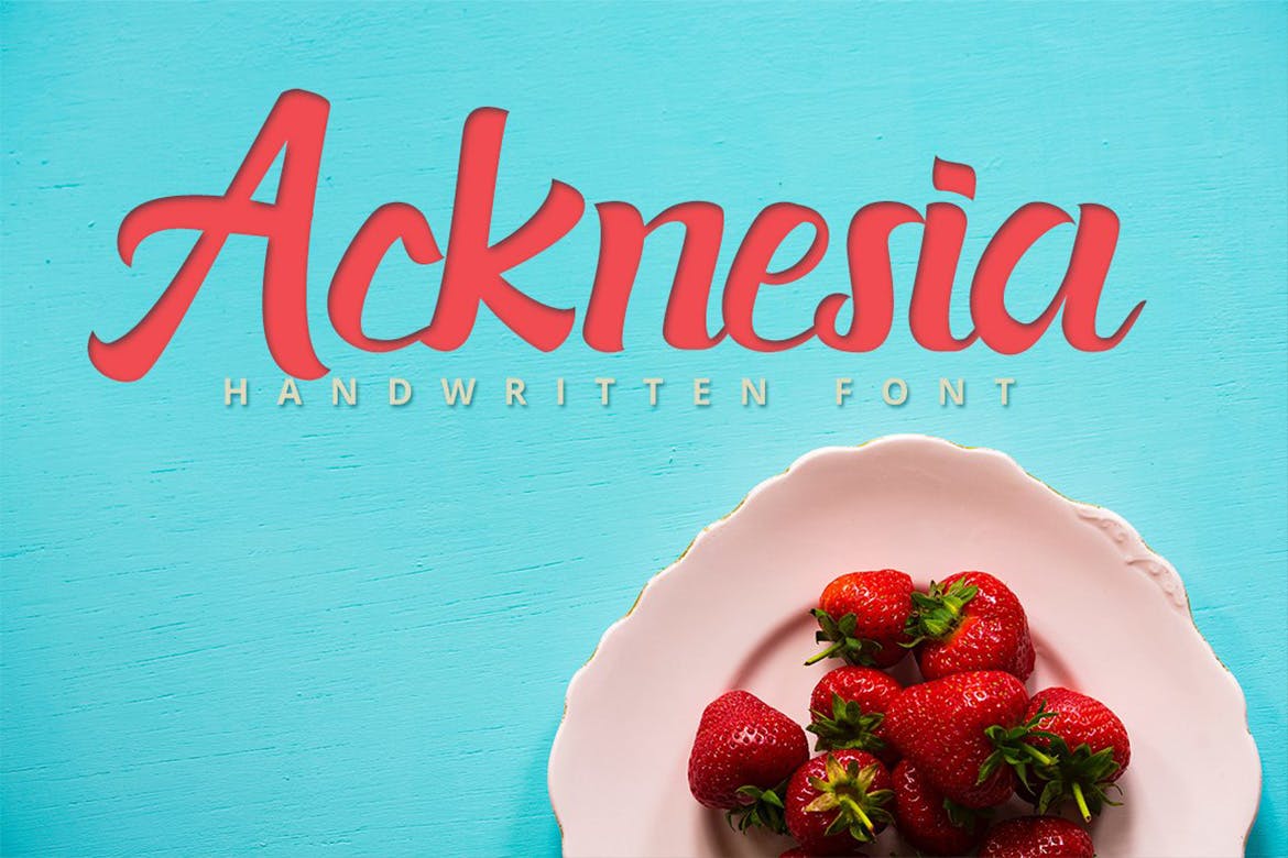 产品包装设计英文手写脚本字体 Acknesia – Food Hand Written Font 设计素材 第1张