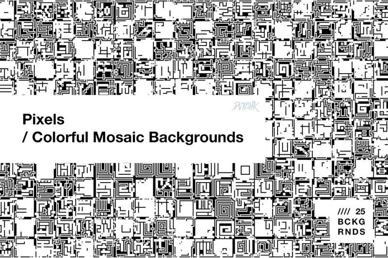 多彩像素马赛克背景素材 Pixels | Colorful Mosaic Backgrounds 图片素材 第4张