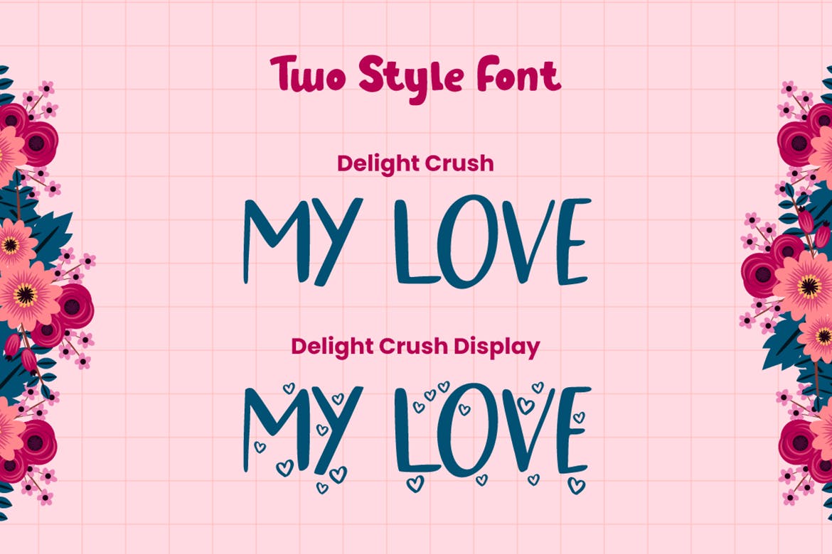 可爱手写英文大写装饰字体 Delight Crush – Display Font 设计素材 第7张