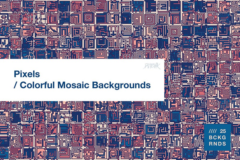 多彩像素马赛克背景素材 Pixels | Colorful Mosaic Backgrounds 图片素材 第2张