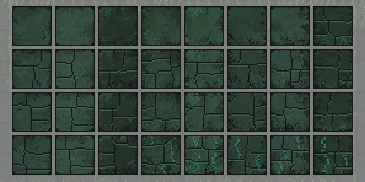 丛林废墟像素游戏瓷砖方块图案 Jungle Ruins Pixel Game Tiles 图片素材 第2张