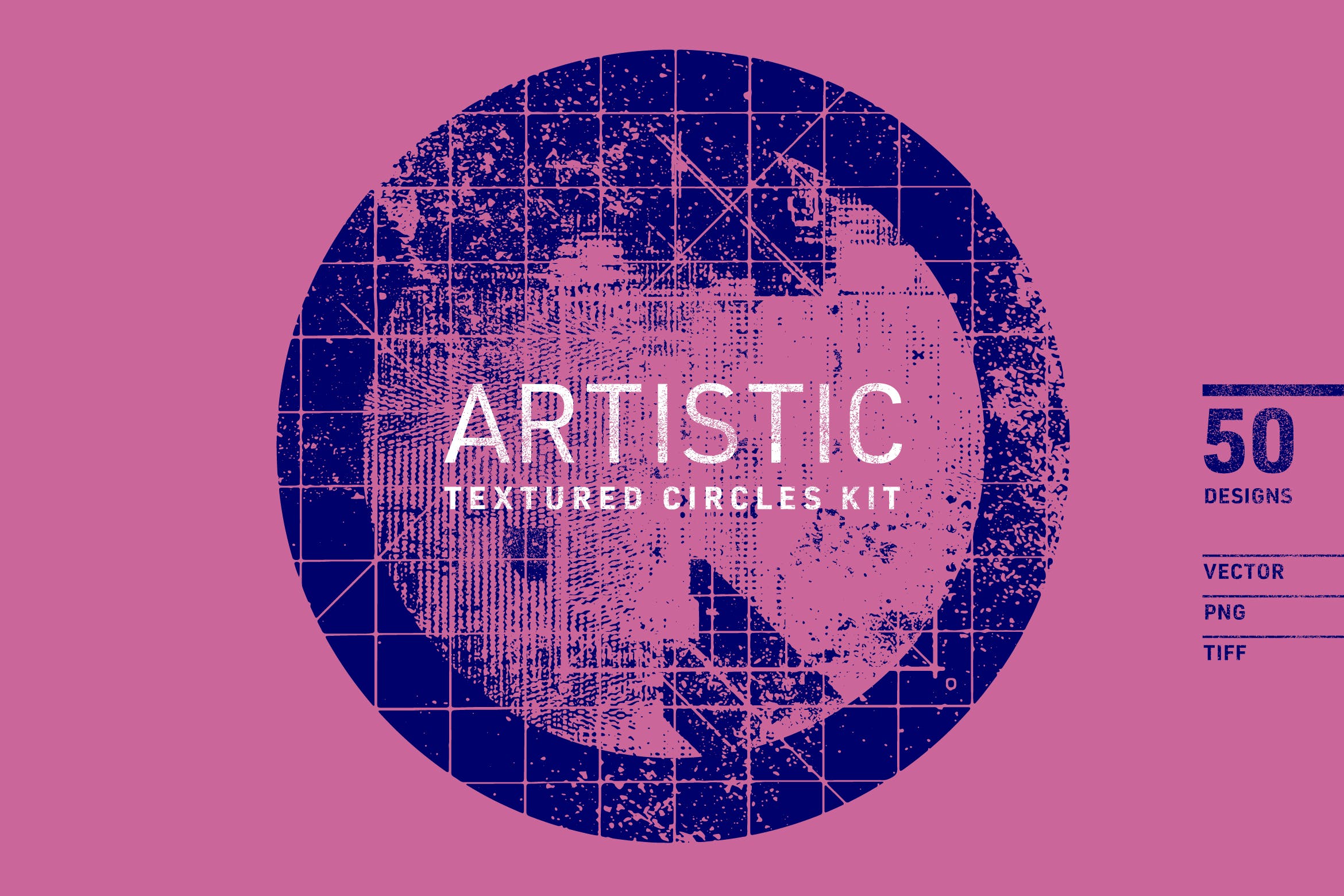 50个艺术圆形纹理套件 Artistic Textured Circles Kit 图片素材 第1张