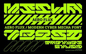 未来工业机械赛博科幻机甲海报标题LOGO设计英文字体安装包 Aero Flux | Modern Cyber Mecha Font