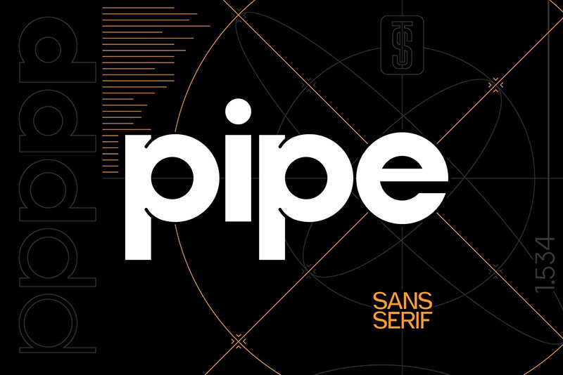 Pipe几何无衬线英文字体 设计素材 第1张