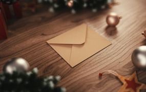 AE模板：信封打开效果邮件打开效果的明信片祝福视频信件内容祝福视频
