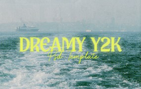 复古Y2K梦幻朦胧发光光晕半调肌理图片设计滤镜PSD特效样机套装 Dreamy Y2K Effect