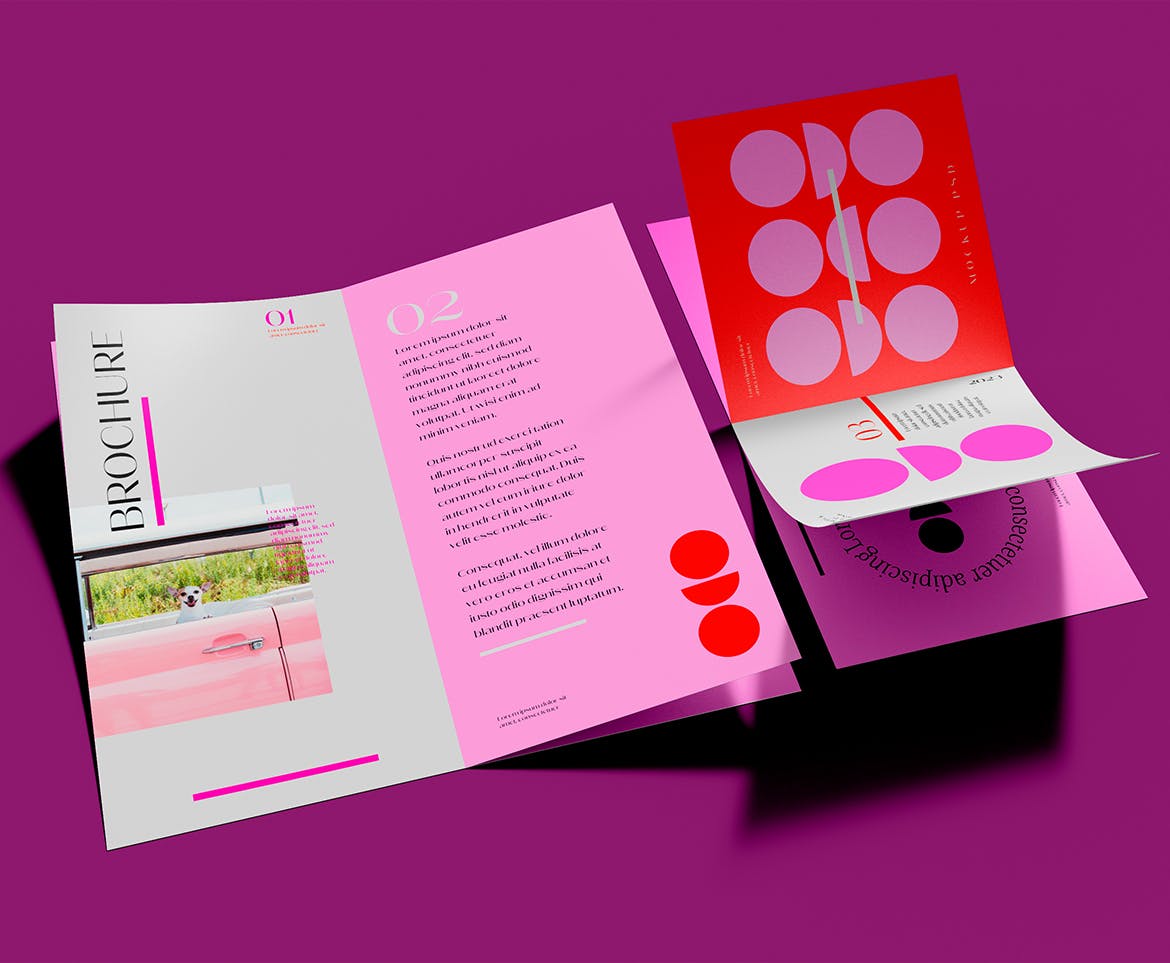 折页时尚杂志宣传册设计样机psd模板v4 Brochure Mockup 样机素材 第2张