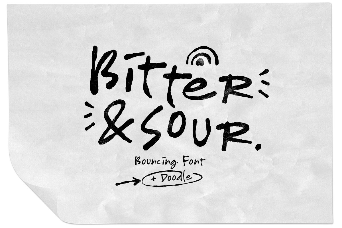 英文字体：趣味俏皮有趣的涂鸦图形字体和英文手写字体 Bitter & Sour 设计素材 第1张