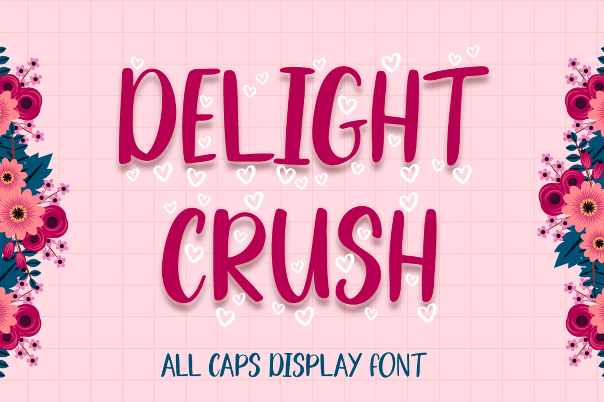 可爱手写英文大写装饰字体 Delight Crush – Display Font 设计素材 第1张