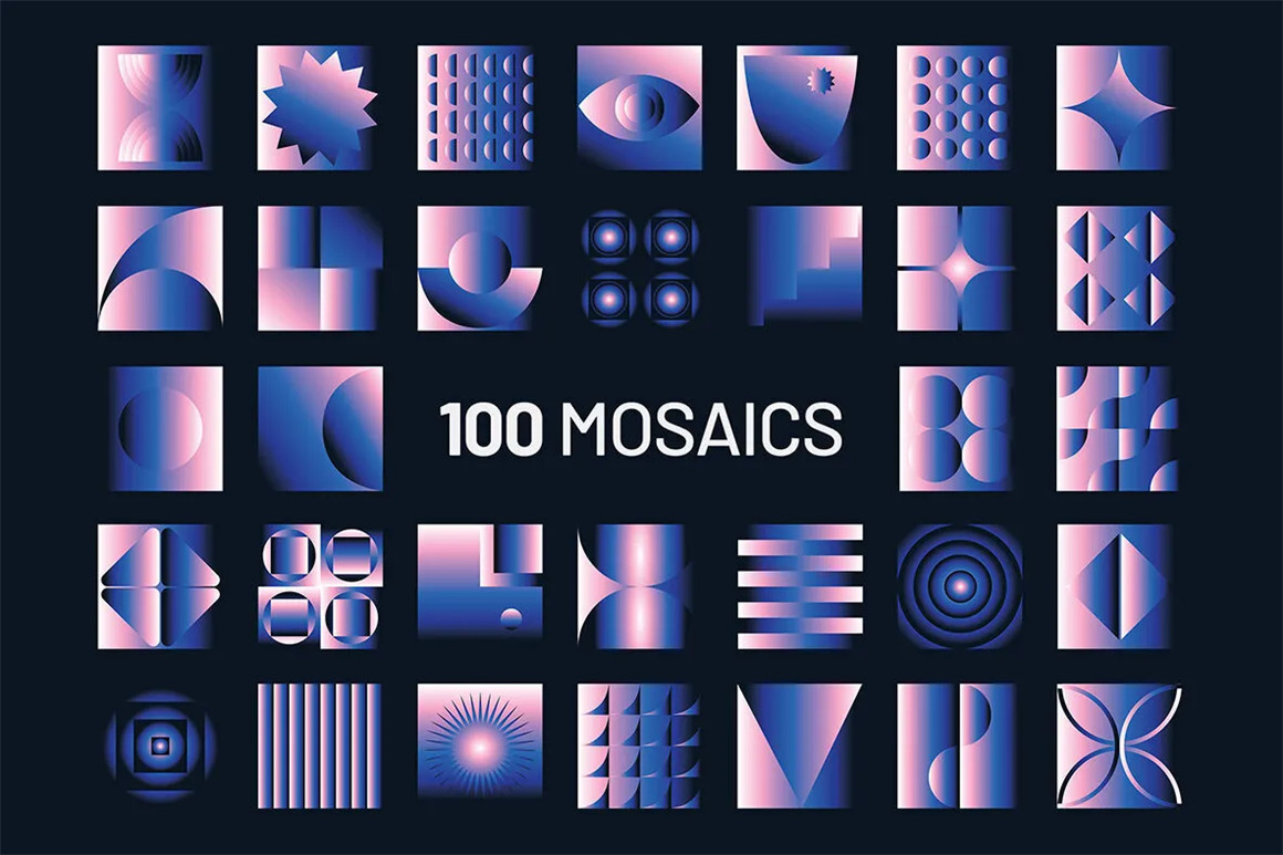200个时尚抽象艺术马赛克渐变几何图形印花图案AI设计素材源文件 Gradient Geometric Mosaics by Design Essense . 第7张