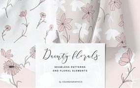 精美的花卉图案和元素 Dainty Floral Patterns & Elements
