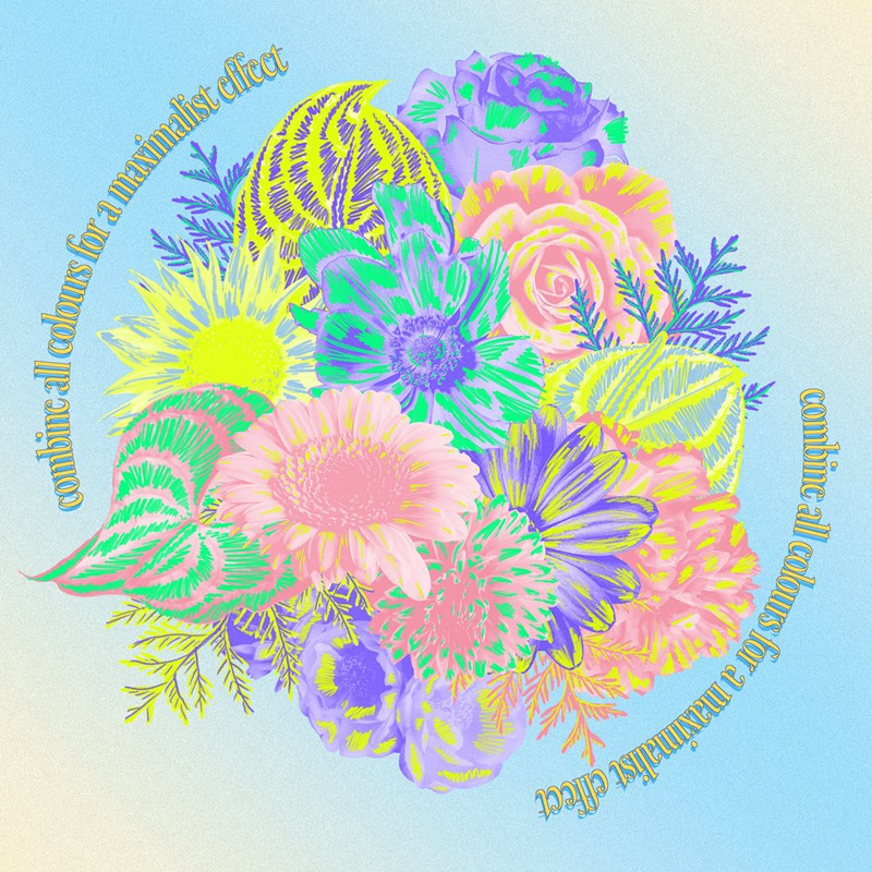 90年代复古霓虹花卉花朵剪贴画拼贴涂鸦PNG元素弥散光渐变背景设计套装 80s Floral Clipart + Bonus . 第4张