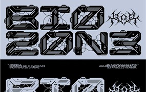 未来科幻赛博朋克机甲工业风标题LOGO设计字体包 BIOZON3 by 3xpyre
